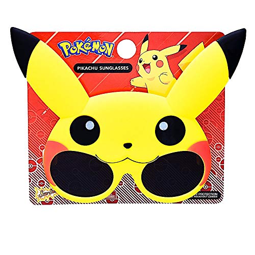 Sun-Staches Pokemon Pikachu - anteojos de sol oficiales para niños con lentes UV400, máscara amarilla Pikachu, talla única para la mayoría de los niños