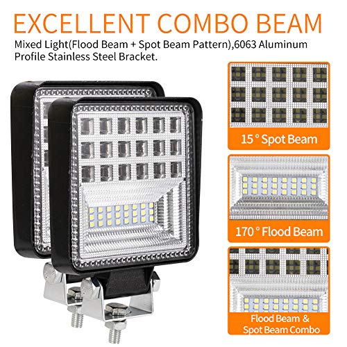 4 Inch LED Work Light - Spot Flood Combo Beam LED Light Bar for Tractor Vehicle Truck ATV UTV SUV Boat - Thumbnail 4