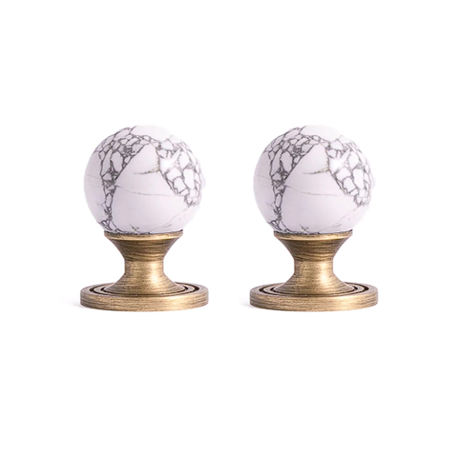 Chenhoju Black And White Antique Crystal Ball Brass Cabinet Knobs Stone Material Ideal For Dressers, Cabinets, And Furniture Hardware Cabinet Pulls(Black And White)