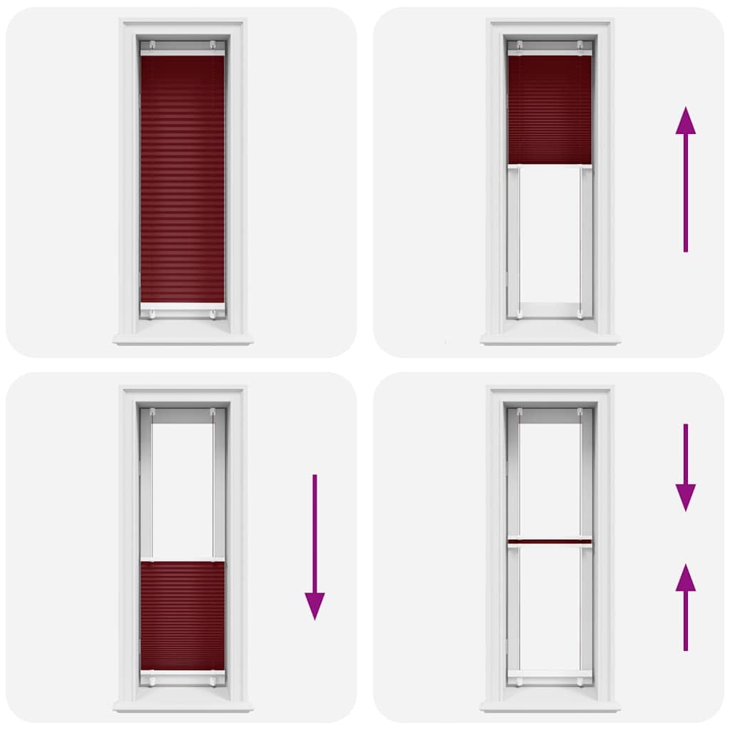 Tenda plissettata bordeaux, 40 x 100 cm, larghezza tessuto 39,4 cm, poliestere, per finestre, protezione solare, interni