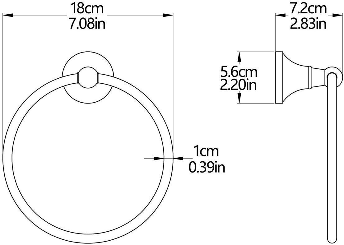 Portasciugamani Anello portasciugamani in Ottone Rotondo Appeso mensola portasciugamani Ciondolo Hardware per Bagno Accessori da Cucina a Parete, Argento