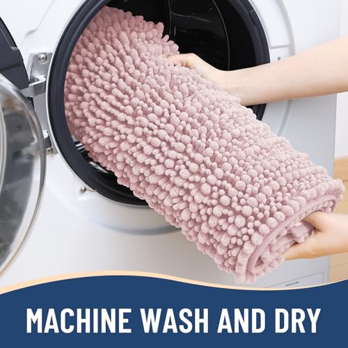 Image of Arotive Luxury Small Bathroom Rugs 24x16, Extra Soft Thick Absorbent Shaggy Chenille Bath Rugs, Machine Wash Dry, Bath Mats for Bathroom Floor, Tub and Shower, Home Decor Accessories, Dirty Pink