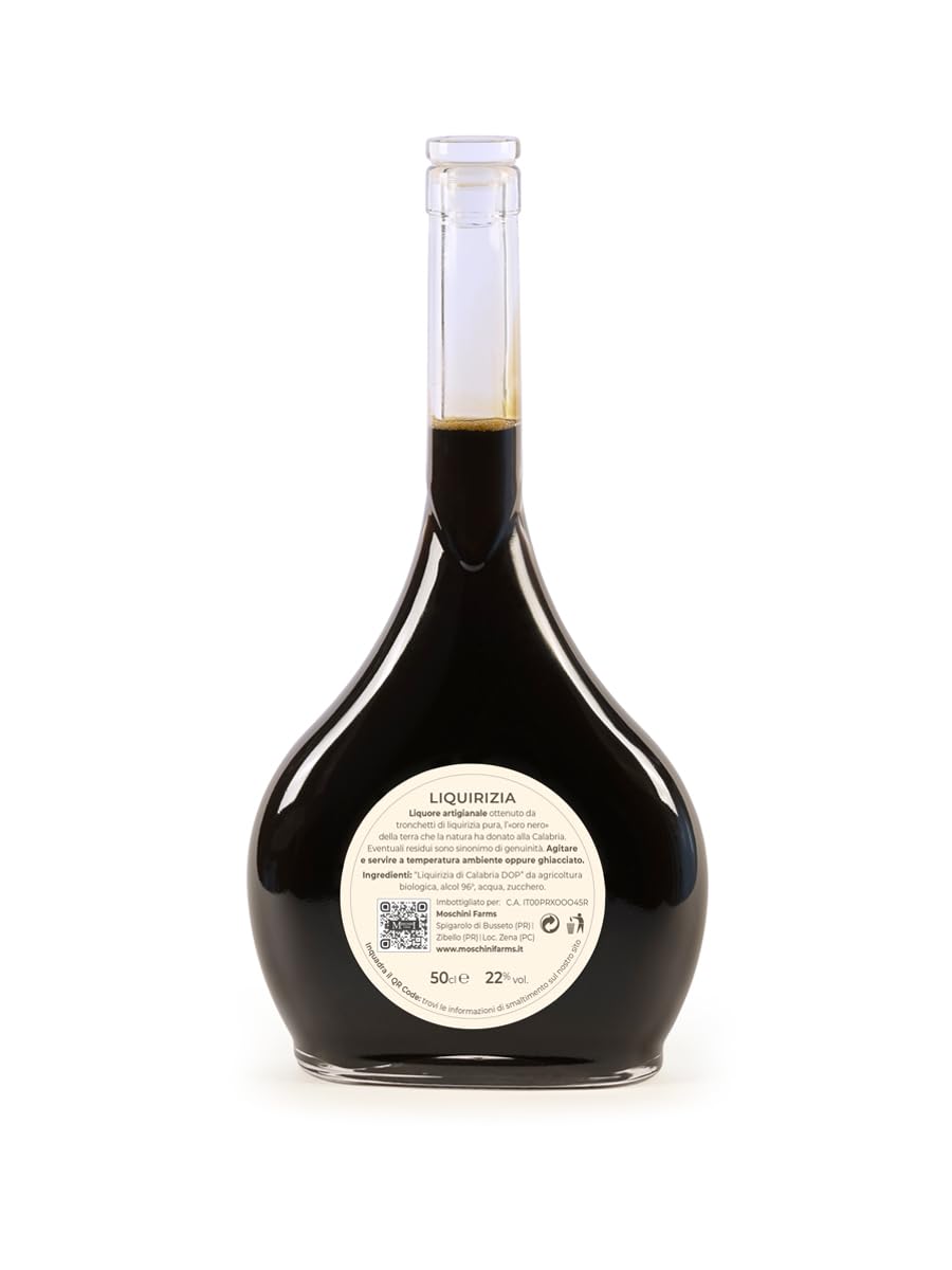 Moschini Farms - Liquirizia Liquore Artigianale con Liquirizia di Calabria da Agricoltura Biologica | Made In Italy | Bottiglie Esclusive Numerate a Mano