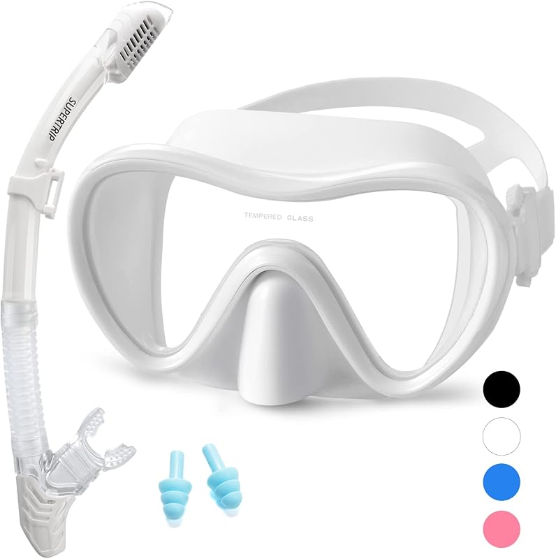 Supertrip Adults Snorkeling Gear for Women Men Youth | Anti Fog Tempered Glass Snorkel Set, Anti-Leak Snorkel Scuba Diving Mask and Snorkel for Pool Beach