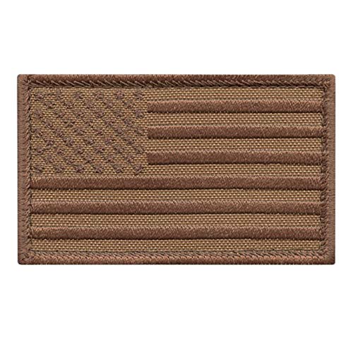 USA American Flag Tan Coyote Brown 2x3.25 Stars and Stripes Tactical Morale Fastener Cap Patch