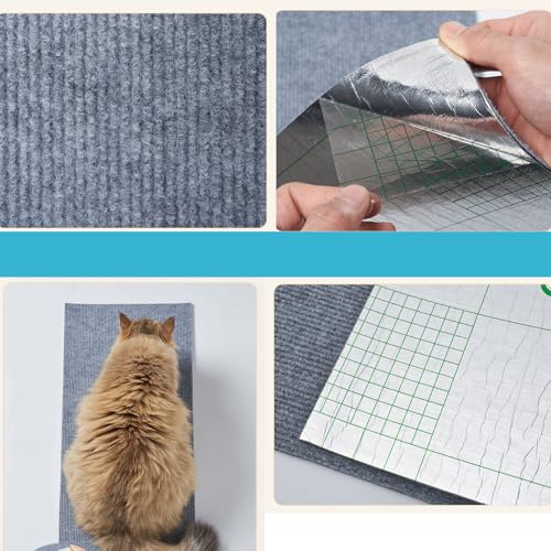 Katzen Kratzmatte Selbstklebend XXL für Katzen, 200 x 40 cm, Kratzschutz für Sofa und Wände, Katzenteppich für Möbel (Hellgrau, 40X200 cm)