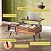 WLIVE Coffee Table for Living Room, Lift Top Coffee Table with Storage, Small Rising Wooden Dining Center Table with Storage Shelf & Hidden Compartment, 39