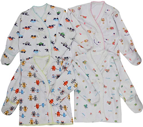 Image of ToBeInStyle Babies' 4 Pack Relaxed Fit Short or Long Sleeve Button Up Kimono Tee Swaddle Shirt