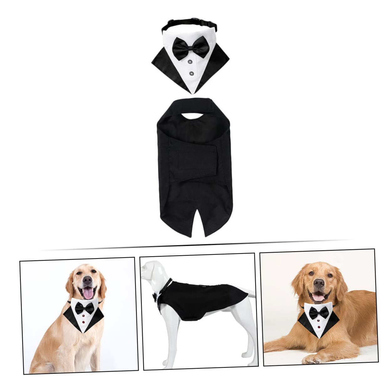 Toyvian 1 Ensemble Costume pour Chien avec Bandana Ensemble Tuxedo Élégant pour Animaux de Compagnie Vêtements Confortables et Respirants Parfait pour Événements Spéciaux Noir XXL