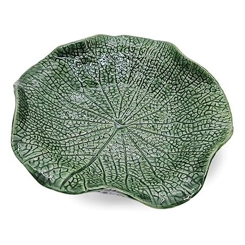 BestySuperStore Tiny 6¾" Green Lotus Leaf Shaped Tray - Handmade Ceramic Porcelain Decorative Plate Dish Catchall Miniature Container for Jewelry Personal Items Incense Holders Ashtray Décor Gifts Cover