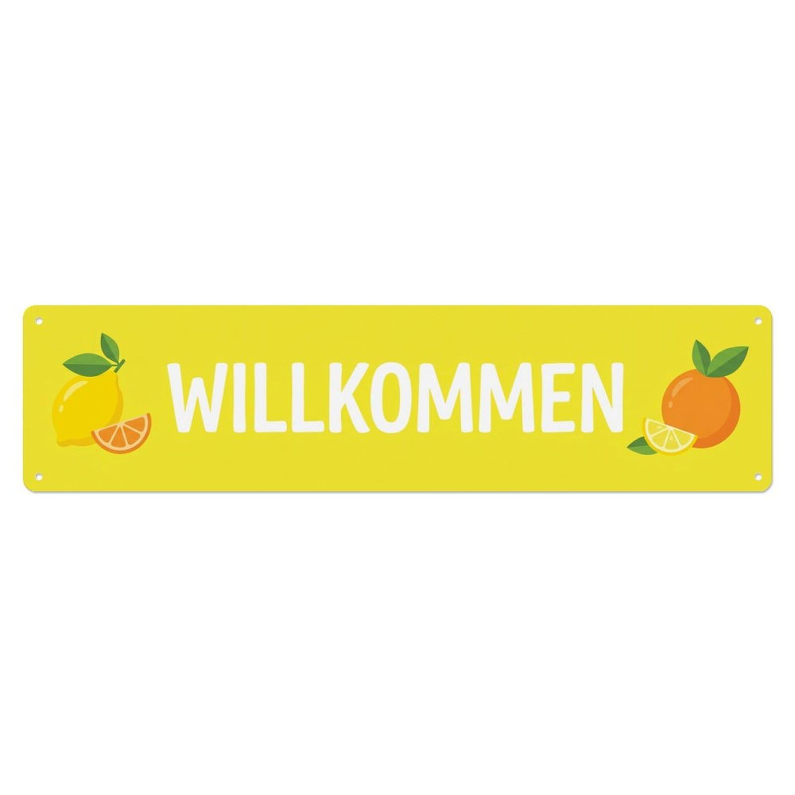 Lemon Yellow Citrus Fresh Market Welcome Metal Tin Sign Plaque Wall Decor for Cafe, Club Bar, Office, Home Garden Metal Poster 4x16Inch