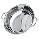 Hot Pot Mit Trennwand, Edelstahl Mandarinente Antihaft-Chinese Shabu Shabu Mit Hohlgriff für Induktionsherd Gasofen Elektroofen Keramikkochfeld (30CM)