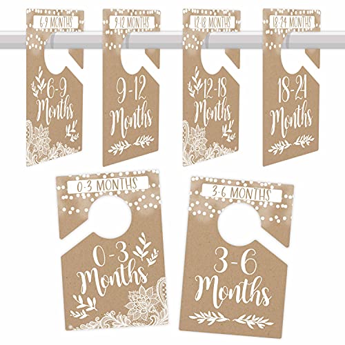 Image of Hadley Designs 6 Hanger Dividers-Rustic Baby Closet Dividers, Baby Closet Organizer For Nursery, Baby Essentials For Newborn, Kid's Nursery Closet Dividers