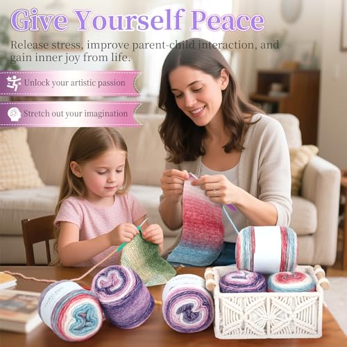 Image of Aeelike Cake Yarn for Crocheting, 6 Skeins Gradient Yarn Fairyland Yarns100g (3.52 oz) 245m (267 Yards) # 3 Light Weight, Super Soft Ombre Yarns Making Colorful Blanket Scarves Hat, Purple Gradient