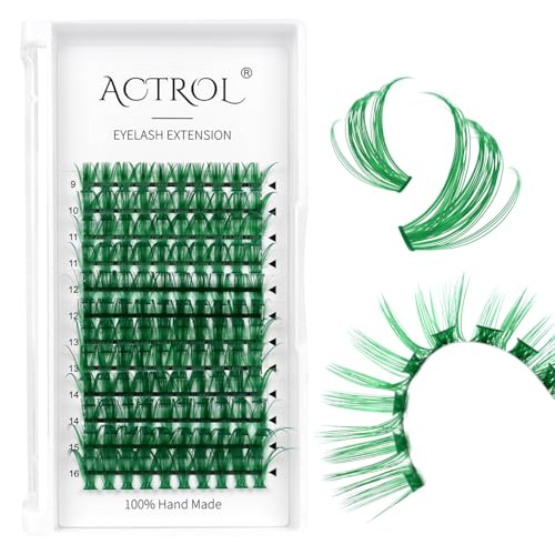 Colored Lash Cluster 40D 9-16mm Mixed 120Pcs Green Individual Eyelash Clusters Extensions DIY Lash Extension Salon Party
