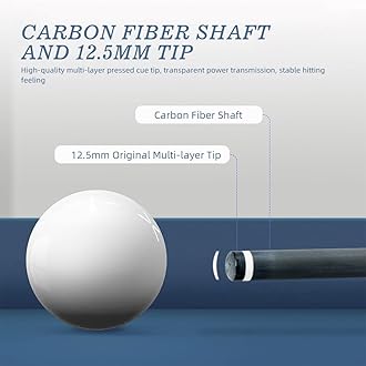 KONLLEN Carbon Fiber Pool Cue Stick 58-inch Professional Pool Sticks for Adults Full Carbon Technology Low Deflection Pool Cue Billiard Cues with 12.5mm Tip (Easy to Control, Pro Taper, Ultra-Smooth)