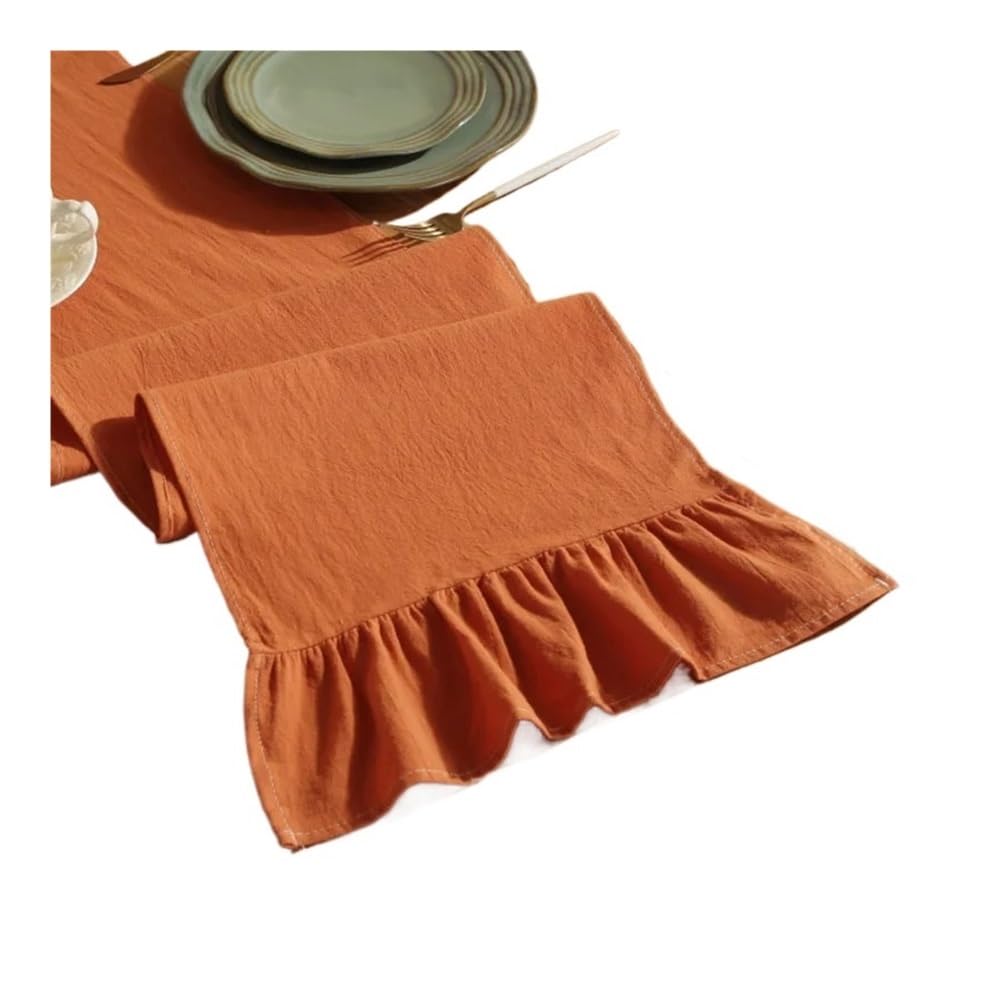 Runner da tavola in cotone in tinta unita, increspato, pieghevole, per cucina, feste, matrimoni, caffè, tavolo da pranzo (grigio, 30 x 360 cm)
