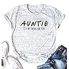 EGELEXY Auntie Shirt Women's Blessed Aunt Casual Short Sleeve Letter Print Funny Tee Shirt Tops Aunt Gift White