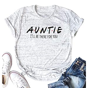EGELEXY Auntie Shirt Women's Blessed Aunt Casual Short Sleeve Letter Print Funny Tee Shirt Tops Aunt Gift White