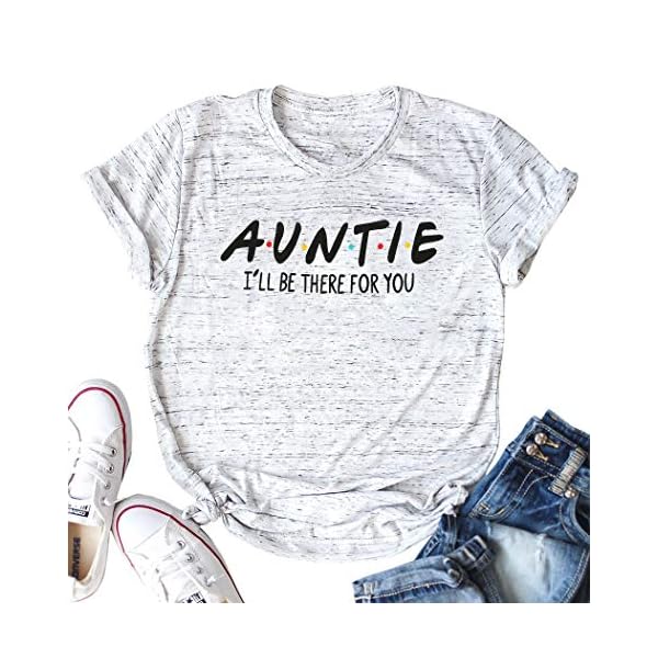 EGELEXY Auntie Shirt Women's Blessed Aunt Casual Short Sleeve Letter Print Funny Tee Shirt Tops Aunt Gift White