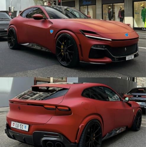 Image of WISDOM Garnet Red Vinyl Car Wrap Air Release, Self Adhesive, Vehicle wrap Sheet for Automotive Bike DIY Exterior Interior Decoration (Garnet RED MATT, 20 Inch X 17 Feet)