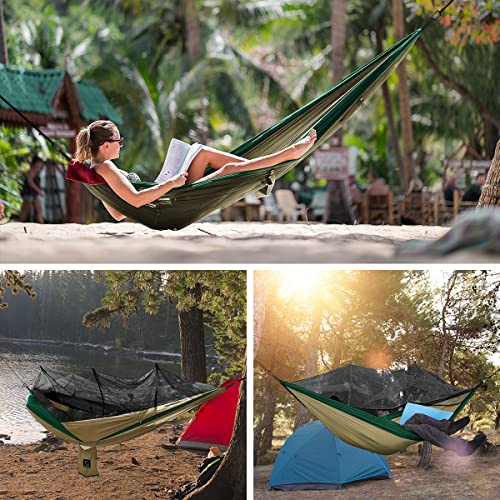 Grassman Camping Hammock Mosquito Net, Double Hammock With Net, Portable Hammock Tent For Travel Camping, Camping Accessories For Indoor, Outdoor, Hiking, Backpacking, Backyard, Beach Khaki #TOP1