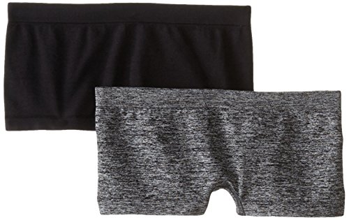 Fruit of the Loom Big Girls' Seamless Boyshort, Dark Grey Heather/Black, Medium(Pack of 2)