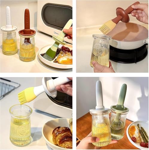 Image of 500ml Glass Oil Dispenser Bottle +225ml Oil Bottle with Silicone Brush and Funnel | Olive Oil Dispenser Set for Cooking, Kitchen, Air Fryer, BBQ, Vinegar, Soy Sauce