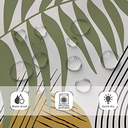 Image of Riyidecor Abstract Leaves Shower Curtain Mid Century Boho Sun Geometric Vintage Simple Modern Plant Minimalist Curve 36Wx72H Inch Aesthetic Fabric Decor Bathroom Polyester Waterproof 7 Pack Hooks