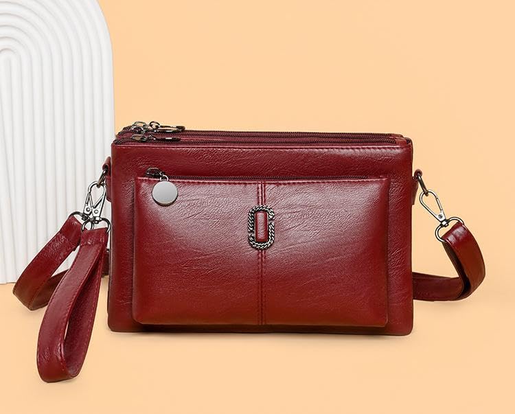 Blaciokamith Large Capacity Bag Crossbody Bag Vintage Multi Pockets Soft Leather Bag for Women2