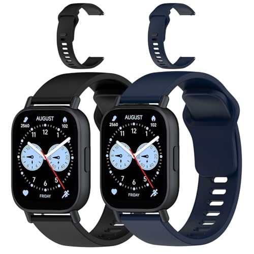【2本セット】交換用バンド Redmi Watch 5 Active/Watch 5 Lite 対応 シリコン製 交換ベルト 柔らかい スポーツバンド 通気 耐衝撃 防汗 メンズ&レディース (ブラック+ブルー)
