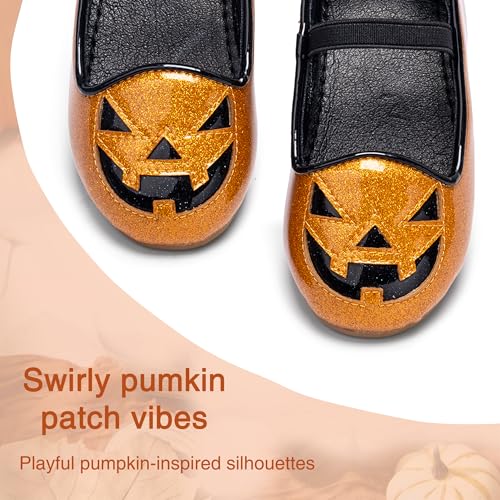 Glittery Pumpkin Halloween Limited Edition Girls Shoes - Easy-On Princess Flats4
