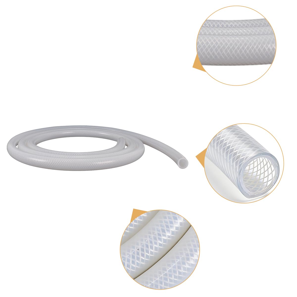 Tubo flessibile in PVC intrecciato in tessuto da 19x25 mm (3/4" x 1") ID x OD – Rotolo da 3 m Tubo trasparente ad alta pressione per aria compressa e acqua