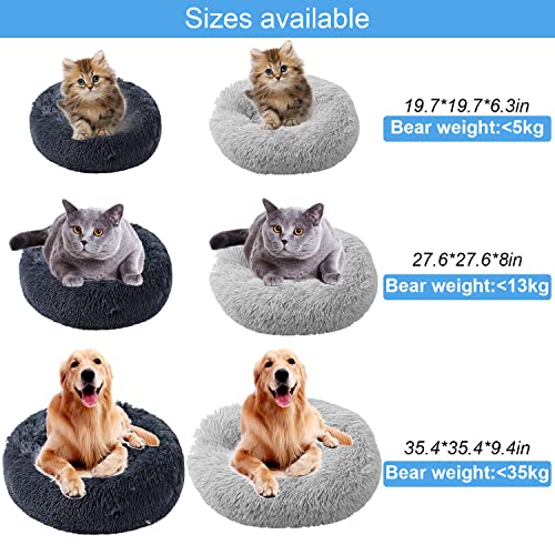 70cm Calming Dog Cat Bed, Plush Donut Pets Beds for Medium Dogs Cats, Soft Puppy Kitten Cuddler Round Bed Cushion, Washable Warm Dog Beds for Improved Sleeping - Image 5