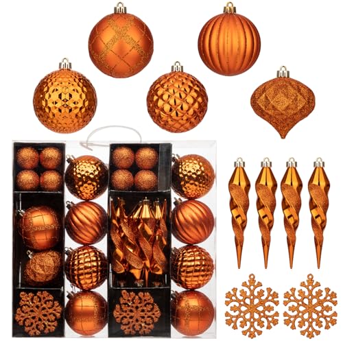 50 Stück Weihnachtsdeko Weihnachtskugeln, Bruchsiche Orange...