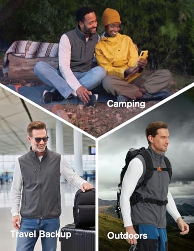 Image of fit space Men's Lightweight Vest Softshell Sleeveless Windproof Jacket with Zipper Pcoket Cycling Travel Hiking Running Golf