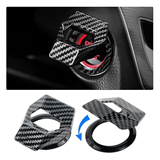 VARGTR Universal Engine Start/Stop Button Cover,Aluminum Alloy Car Power Control Trim,Push to Start Button Cover Key Protective Cover for Civic CRV XRV Challenger Charger CHR (Carbon Fiber)