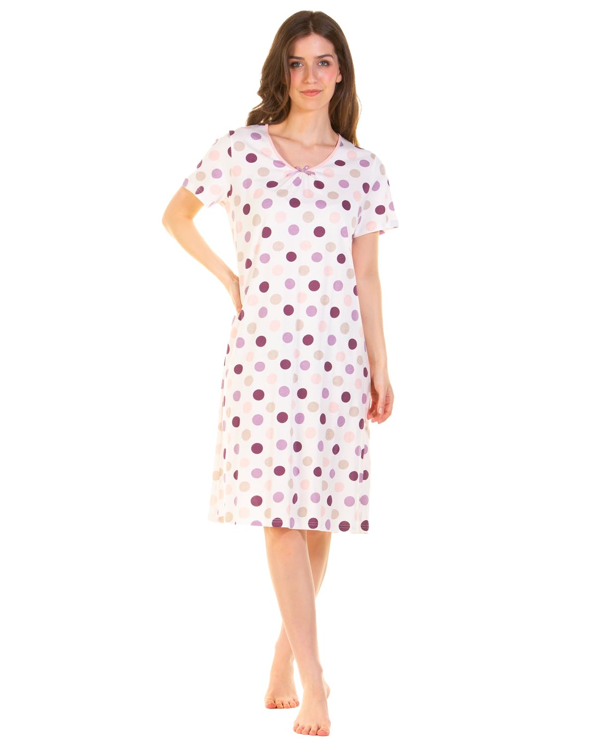 Undercover Ladies 'Misty Dots' Short Sleeve Nightie 1011 Lilac 14-16