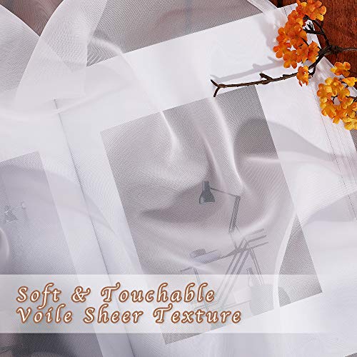 Image of NICETOWN Sheer Curtains for Windows 84 inch Length - Ring Top Voile Textured Soft Lightweight Curtains and Drapes Elegant for Bedroom /Kitchen /Living Room, Ivory, 2 Panels=74 inch W