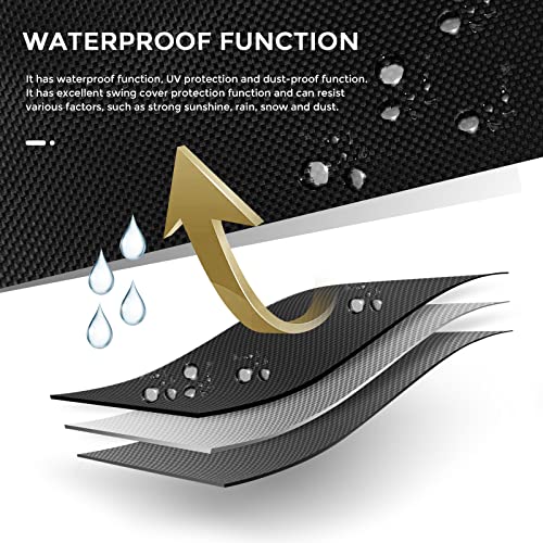 Quekehis Swing Cover Outdoor Waterproof Dust Proof 3 Triple Seater 420D Patio Swing Chair Cover Hammock Porch Swing Cover For Winter Outdoor Furniture Protection Black #TOP4
