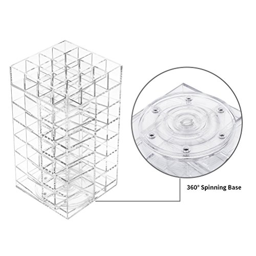 Lipstick Holder, HBlife Acrylic Rotating 64 Lipstick Tower Organizer Spinning Lipstick Tower Lipgloss Holder with Removable Dividers