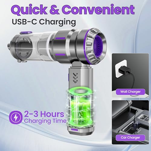 Image of Portable Cordless Handheld Car Vacuum Cleaner - Equipped with Advanced Brushless Motor, 3 Suction Modes, 25,000 Pa Max Suction Power, Type-C Charging,for Car, Sofa & Keyboard