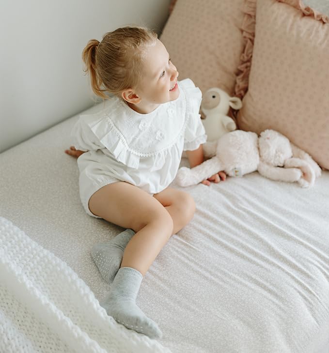 Image of JAKIDAR 12 Pack Baby Socks Cotton Crew Toddler Socks Grips Non Slip Bottom Kids Socks
