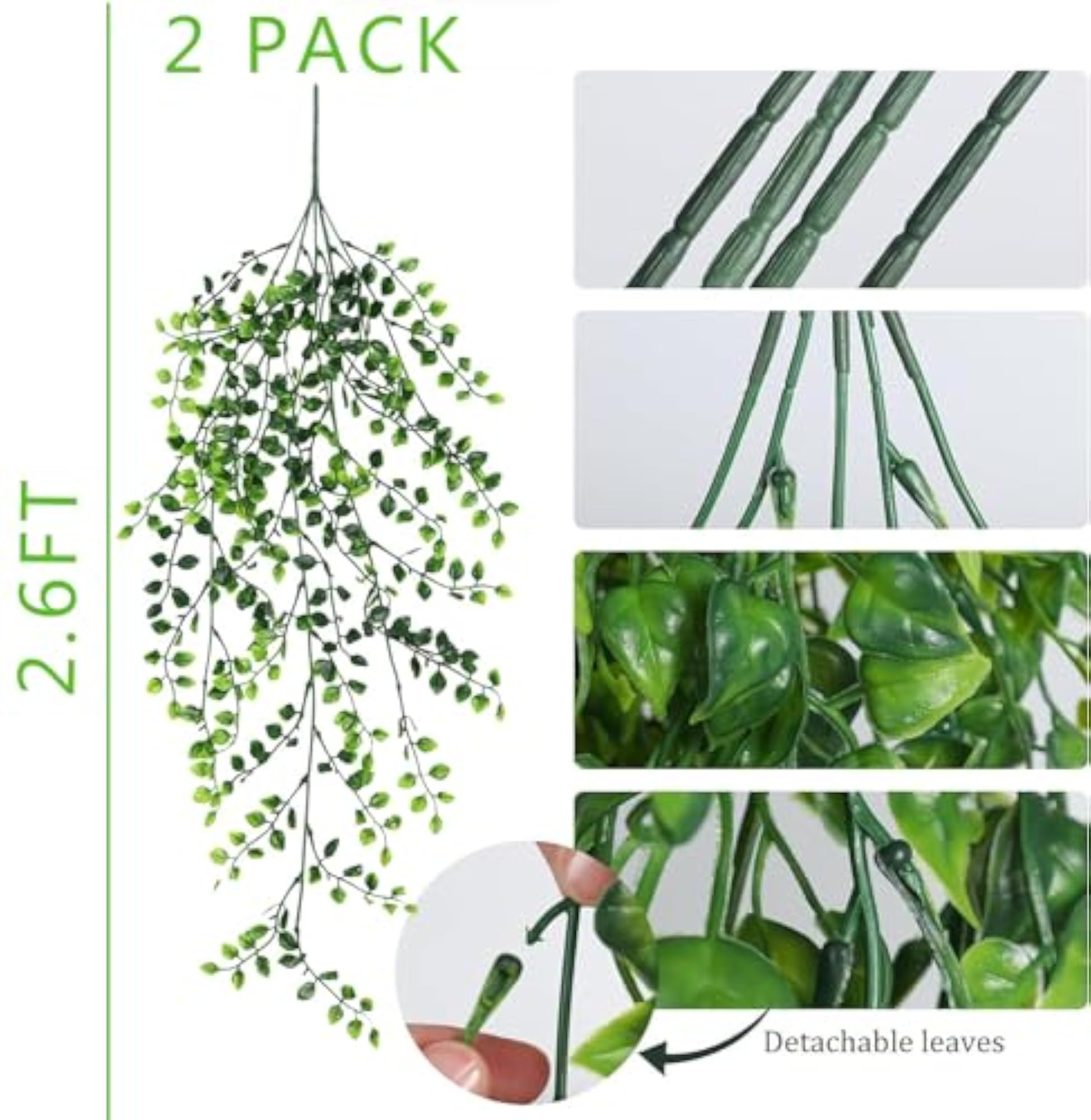 2pcs Artificial Hanging Plants Faux Eucalyptus Leaf Greenery
