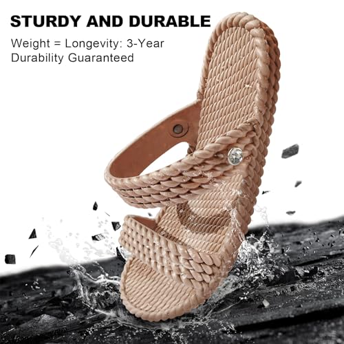 LAVAU Slide Sandals for Women, Slip-On Waterproof Slippers with Two Strap for Beach/Pool/Shower/Outdoor, Recyclable4