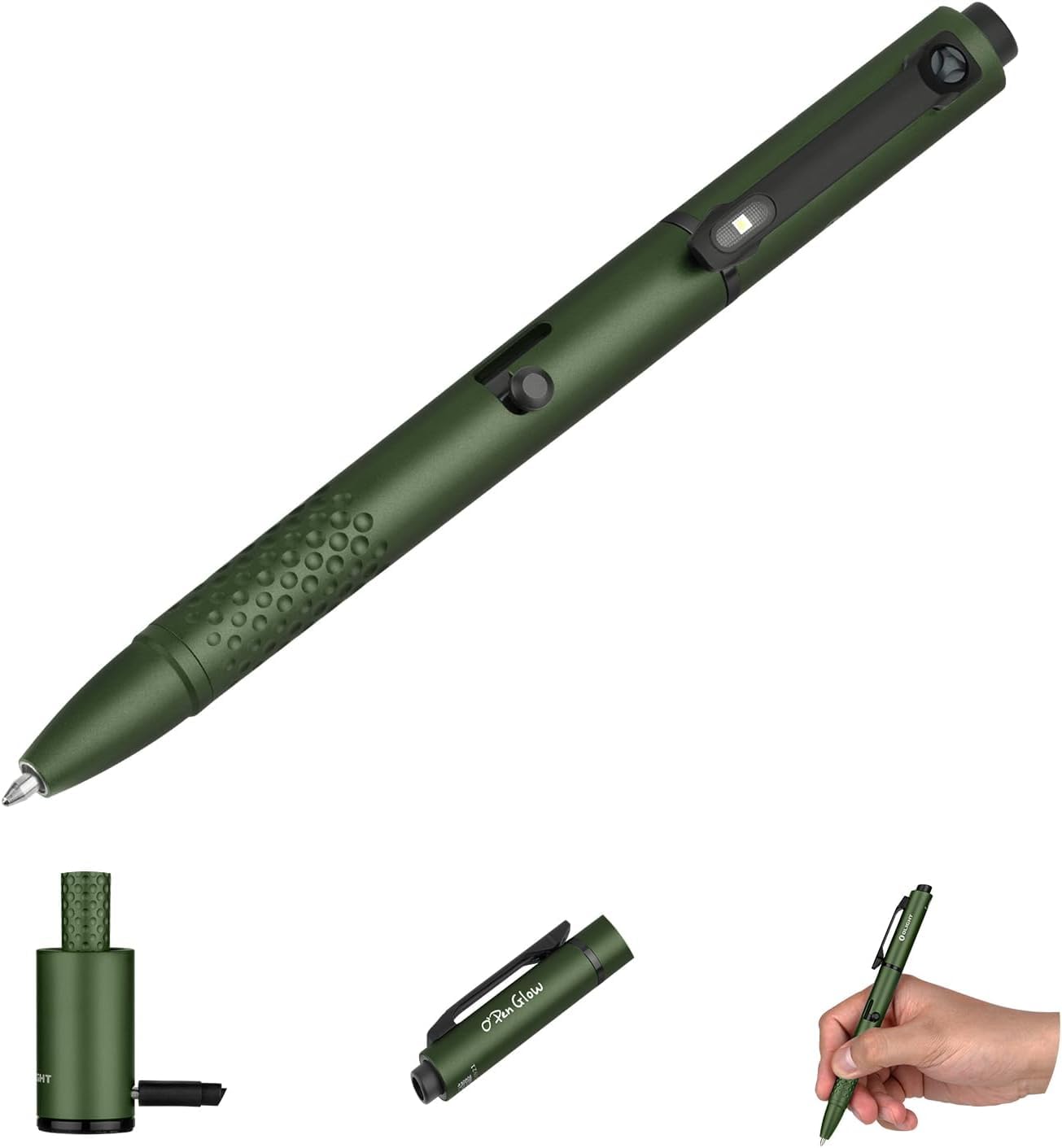 OLIGHT O'Pen Glow EDC Pen Light, 120 Lumens with Green Beam, Rechargeable LED Flashlight for Outdoor Uses, Writing, Adventure, Professional Business