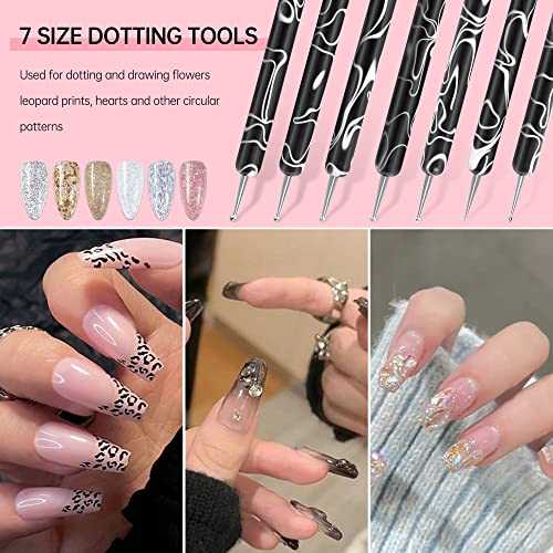 Start Makers Nail Art Brushes Kit 7Pcs Double Ended Gel Polish Nail Art Design Pen Painting Dotting Tools French Tip Nail Art Liner Brush Set #TOP2