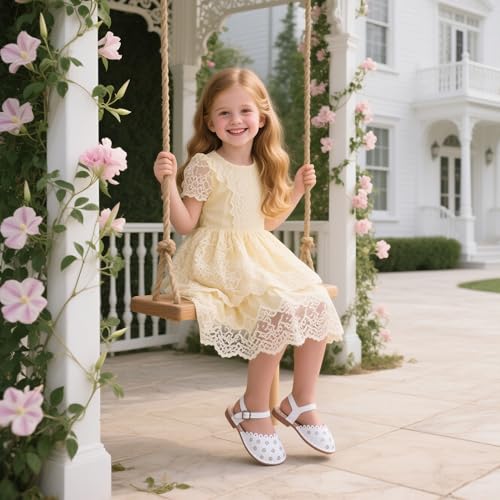 Image of Flaryzone Girls Sandals Closed Toe Summer Flats Dress Sandals Shoes Toddler /Little Kid