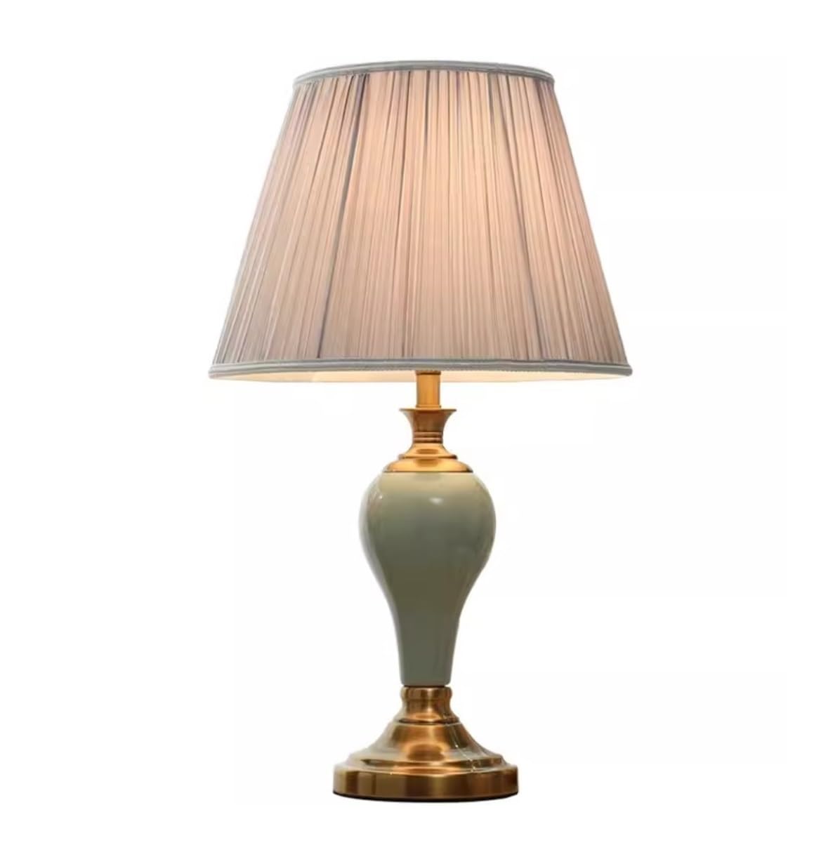 SGKOMN Table Lamp Table Lamps For Living Room Ceramic Table Lamp Fabric Lampshade Bedside Lamp American Style Nightstand Lamp For Bedroom Living Room Bedside Lamps Lamp For Bedr-A-Button