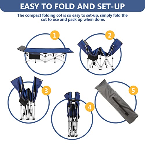 Nictemaw Folding Camping Cot, Portable Camping Cot For Adults, 900Lbs Heavy Duty Sleeping Cots With Carry Bag, Double Layer Oxford Portable Travel Camp Cots For Outdoor Camp Beach Home Office Nap #TOP5